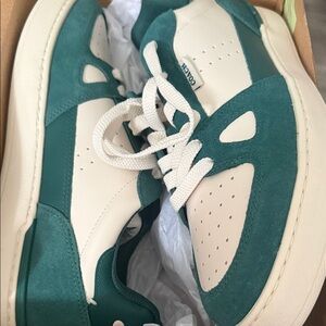 Coach Clip Court Emerald & White Low-Top Suede Leather Sneakers CW795